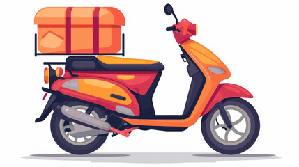 Obraz premium Flat vector illustration of a motorbike used for cargo transportation and express delivery services, set against a white background.