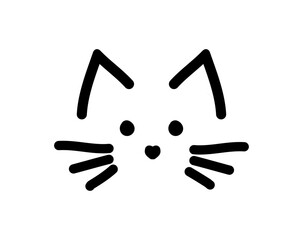Cute cat face line drawing icon. Vector illustration.