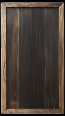 Rustic brown wood frame with dark brown wood background, perfect for vintage and rustic design projects. 
