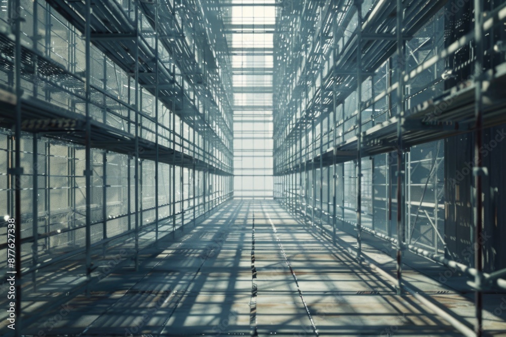 Poster a long hallway with many windows, suitable for interior design or architecture projects