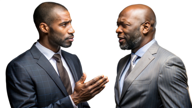 Two Businessmen Talking In Office