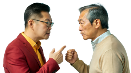 Two Men Arguing in a Confrontational Pose