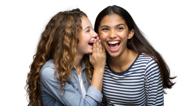 Two Happy Young Women Whispering Secret