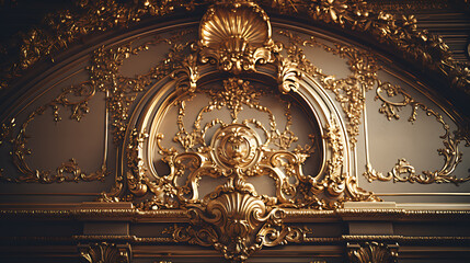 Intricate gold and grey ornate details,  elegance and luxury,  royal and historical architecture. 