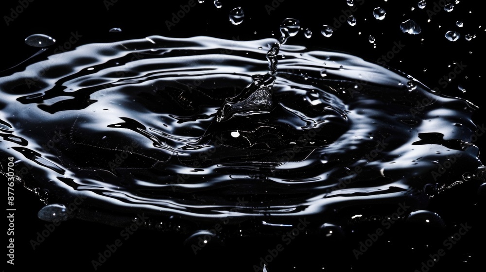 Poster a single drop of water photographed in black and white, with a simple background