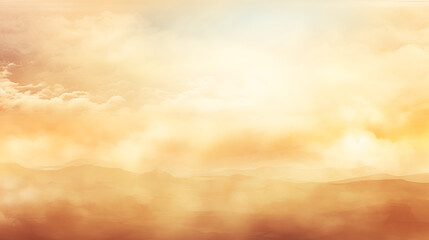 A dreamy, golden sky with clouds and mountains, perfect for a peaceful and serene design. 