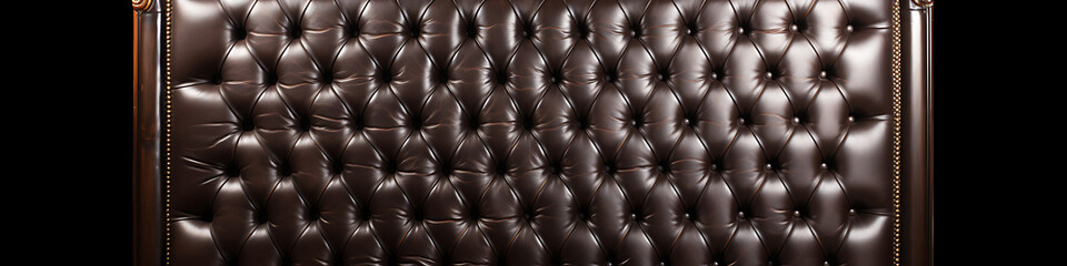 Fototapeta premium Brown leather upholstery with gold accents, classic and elegant, evokes luxury, comfort, and sophistication, perfect for interior design projects. 