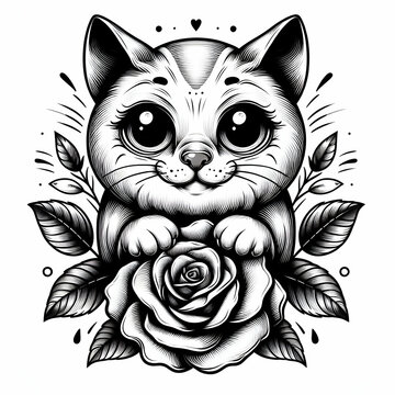 Gatico bello con rosa especialmente para ti