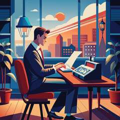 a-flat-illustration-of-a-journalist-writing-an-art