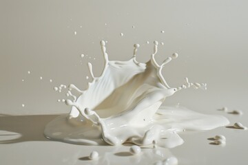 A single splash of milk on a clean white surface