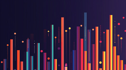 Vibrant bar graph with colorful lines on a dark background. Perfect for data analysis, business reports, and financial presentations.