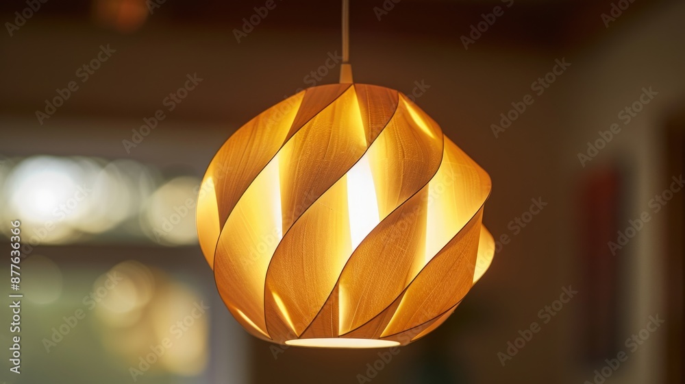Poster A close-up view of a light hanging from a ceiling, suitable for use in interior design or architecture context