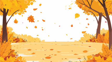 An autumn scene with beautiful yellow leaves on a sun
