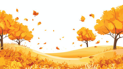 An autumn scene with beautiful yellow leaves on a sun