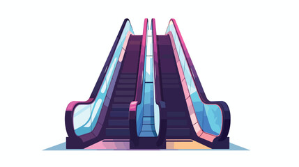 An escalator in white background without commuter fla