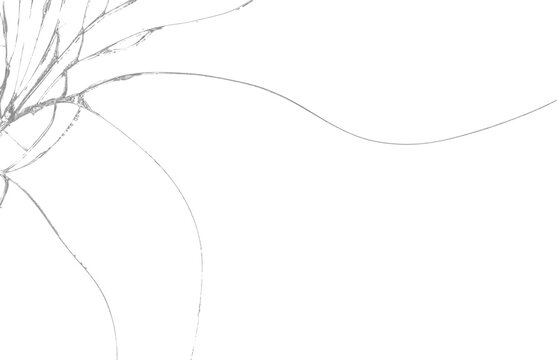 Cracked glass screen window overlay isolated cutout on transparent