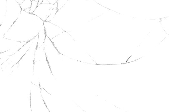 Cracked glass screen window overlay isolated cutout on transparent
