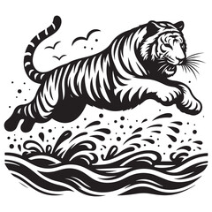 Abstracts silhouette vector of tiger 