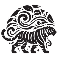 Abstracts silhouette vector of tiger 