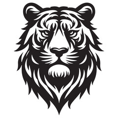 Fototapeta premium a black and white tiger head with a fierce expression