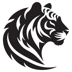 Obraz premium a black and white tiger head silhouette vector