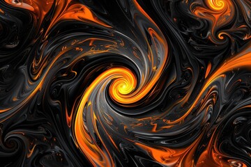 Vibrant abstract background in black and orange with swirling patterns