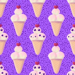 Summer cartoon print seamless ice cream pattern for wrapping paper and fabrics