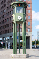 The first traffic light tower in Germany erected at Potsdamer Platz on 20 October 1924 and went into service on 15. December 1924