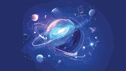 Astronomy galaxy constellation and sci-fi concept. 3d