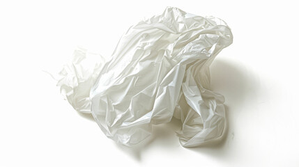Fototapeta premium A white plastic bag is crumpled up into a ball. The bag is isolated on a white background.