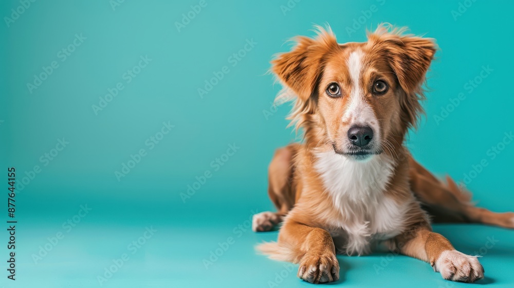 Poster the dog on turquoise background