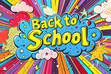 Fototapeta premium Colorful back to school comic book style graphic