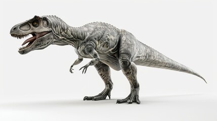 A highly detailed and realistic depiction of a dinosaur set against a plain white background, ideal for educational, entertainment, or fantasy themes.