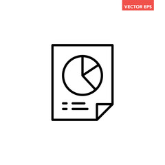Black single financial statement line icon, simple business report flat design vector pictogram, infographic interface elements for app logo web button ui ux isolated on white background