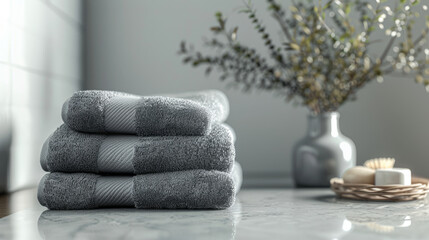 Soft, fluffy, and spotless gray bath towel