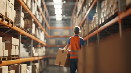 The worker in warehouse