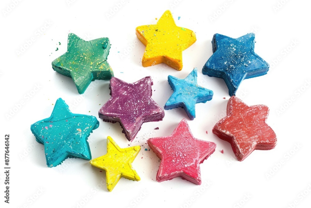 Poster a collection of star-shaped soaps placed neatly on a white background
