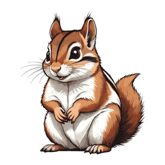 Chipmunk Illustration with Bushy Tail Squirrel