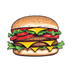 Colorful Burger Cartoon Illustration