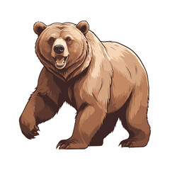 Bear with Raised Paws Hand Drawn Illustration