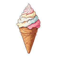 Colorful Ice Cream Cone Illustration