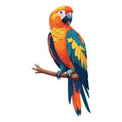 Colorful Parrot Perched on Branch Illustration