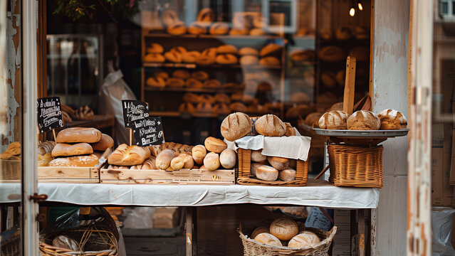 European Charm: A Quaint Bakery on a Shabby Street