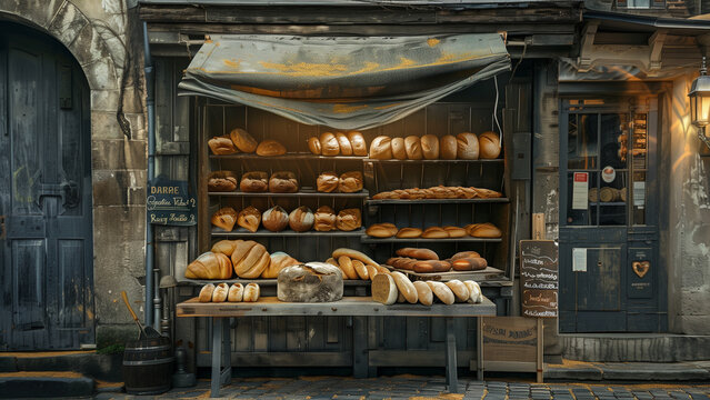 Fresh Bread at a Rustic European Bakery