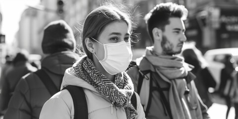 A person of each gender wears a face mask