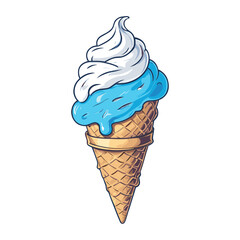 Hand Drawn Ice Cream Cone Vintage Illustration