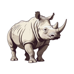 Fototapeta premium Hand Drawn Rhino Portrait Illustration