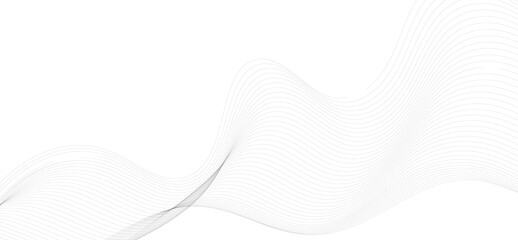 Wave with lines created using blend tool. Curved wavy line, smooth stripe. Stylized line art background. Vector illustration.