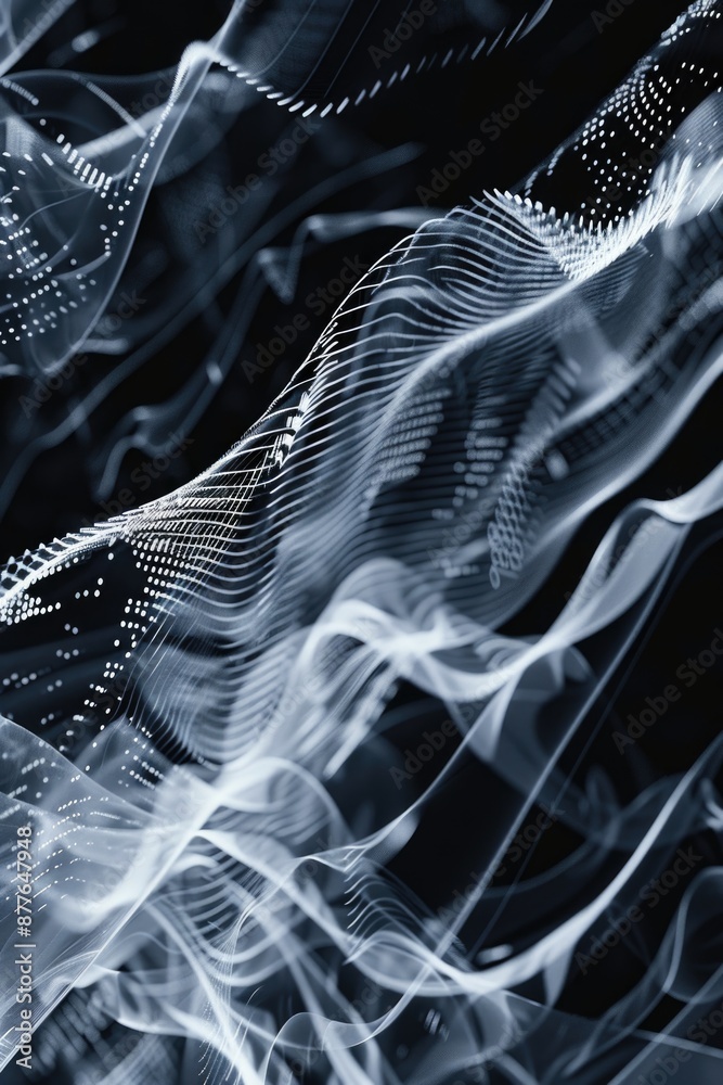 Poster a wave of smoke in black and white, suitable for use in editorial or creative contexts