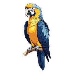 Vibrant Parrot Perched on Branch Illustration
